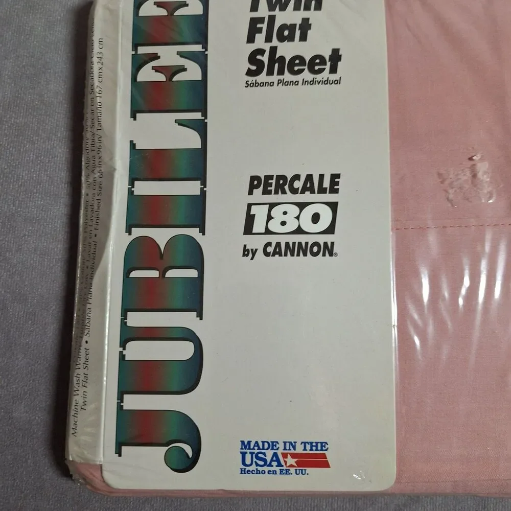 Vintage Cannon Jubilee Percale Flat Top Pink Twin Bed Sheet 66x96  USA